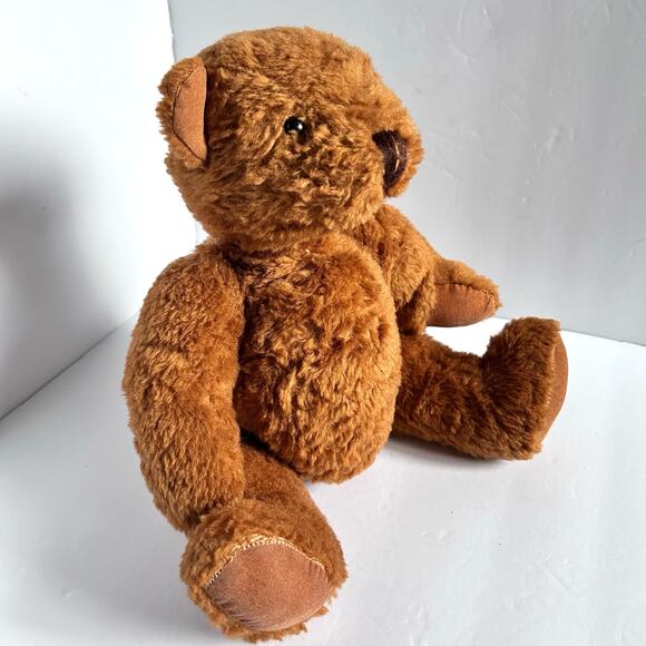 Handmade Jointed Brown Teddy Bear Fuzzy Round Sweet Face Stuffed Bear - Picture 2 of 8